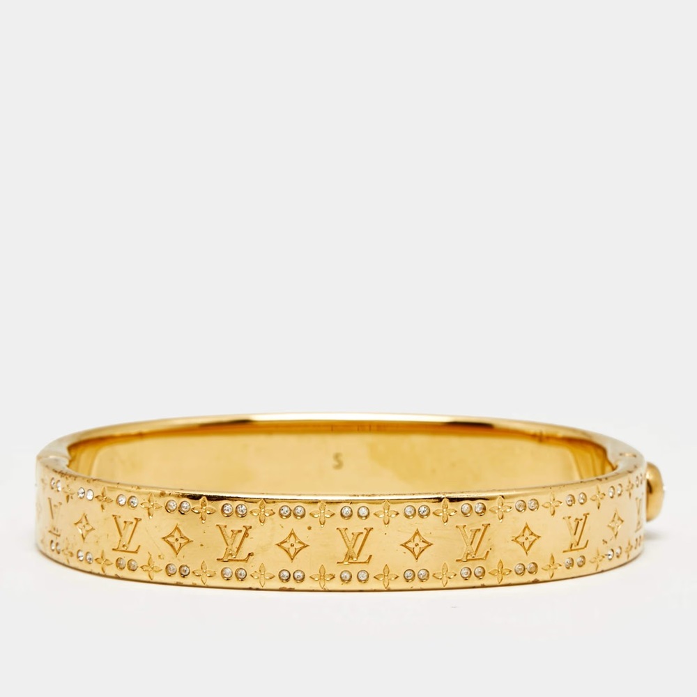 Louis Vuitton Nanogram Strass Bracelet Gold Crystal Bangle Certified Authentic 💎 - Picture 10 of 11